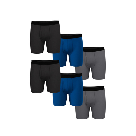 Athletic Works Men's Absorbs Moisture Cotton Boxer Brief, Multicolor (6 Pack) - Picture 1 of 5